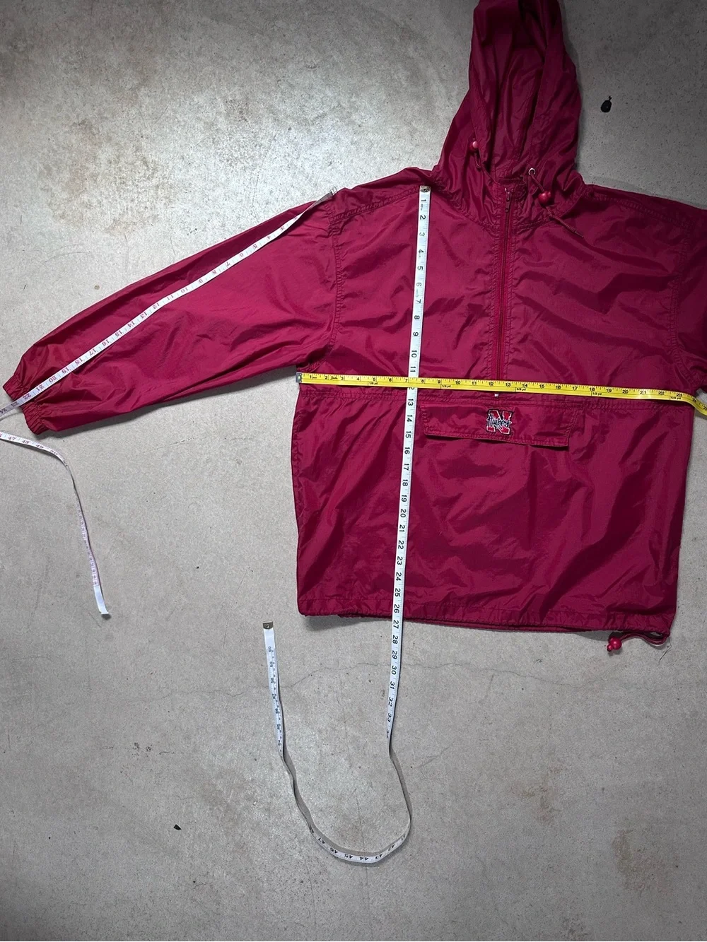 Vintage Nebraska Huskers Packable Hooded Pullover Windbreaker Jacket L